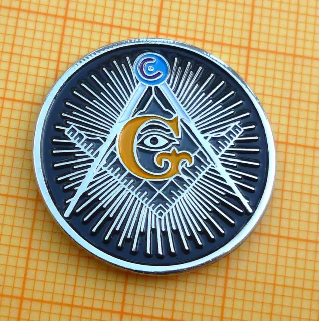 Masonic Tie Lapel Pin Badge - Square Compasses with G and All-seeing Eye - 25 mm