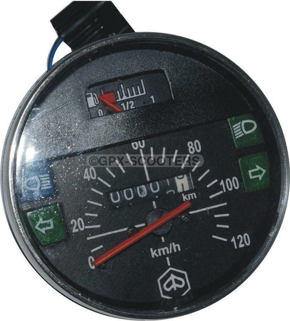 Per Tachimetro/Tacho Vespa LML Px Lusso 80 125 150 200 120Km/H / 80 Mph Nero
