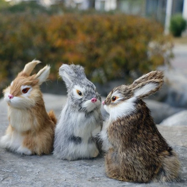 REALISTIC FAUX BUNNY Fur Model,Lifelike Animal Figurine for Home Decor ...