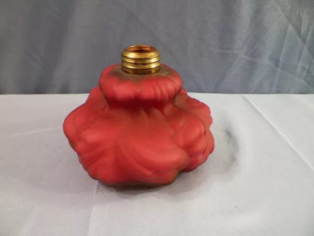 Fenton Satin Wild Rose Overlay Cased Glass Plume Mini Miniature Oil Lamp BOTTOM