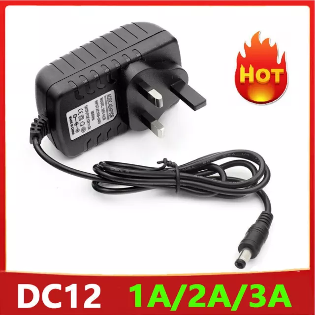 12V 1A 2A AC/DC UK Power Supply Adapter Safety Charger For LED Strip CCTV Camera