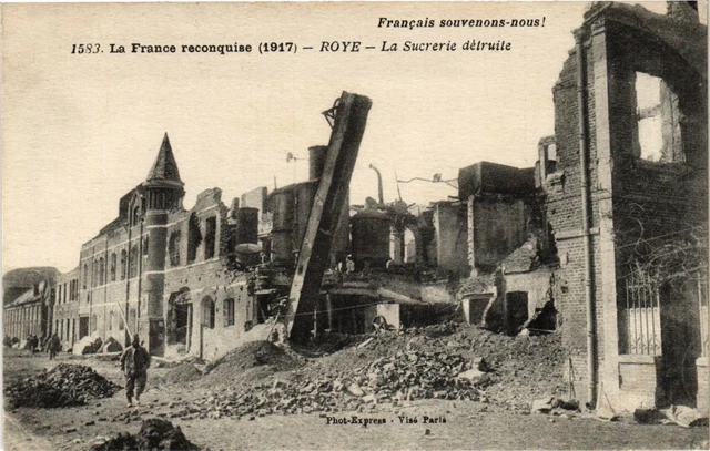CPA AK Militaire - Roye - La Sucrerie détruite (696852)