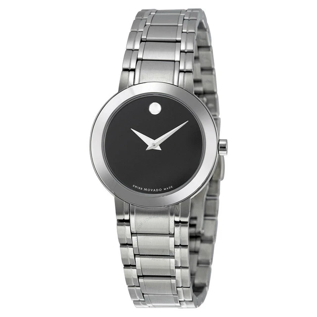 Movado Ladies "Stiri" Black Museum Dial Quartz Stainless Steel Watch - 0606192