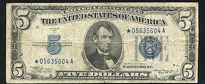 Fr. 1651* 1934-A $5 Five Dollars *Star* Blue Seal Silver Certificate