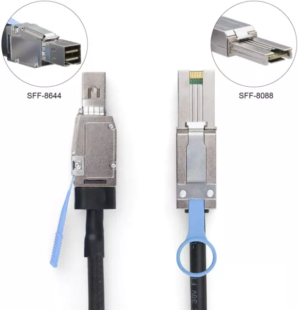 External Mini SAS HD SFF-8644 to Mini SAS SFF-8088 Hybrid Cable 2 Meter(6.6ft)