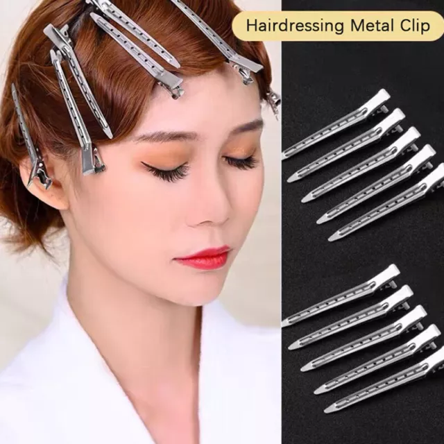 10pcs Hair Care Clips Stainless Steel Sectioning Clips Clamps For Hairdress#7H