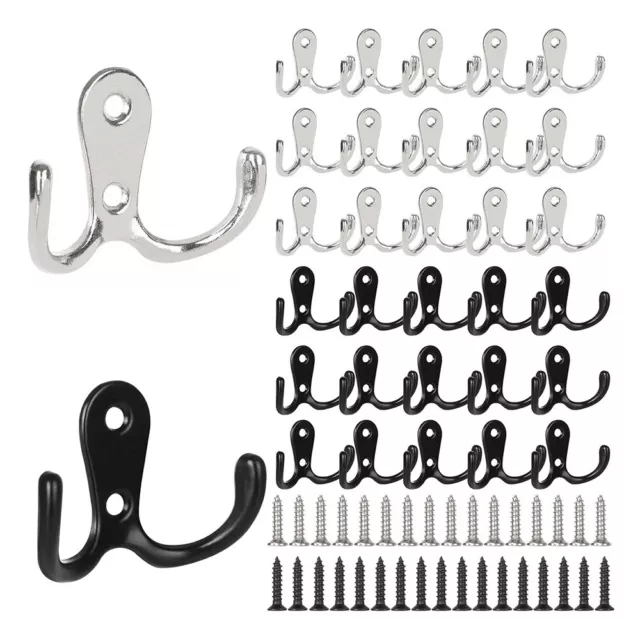 10/20Pack Chrome Twin Double Robe Coat Hooks Door Dress Bathroom Clothes Hangers