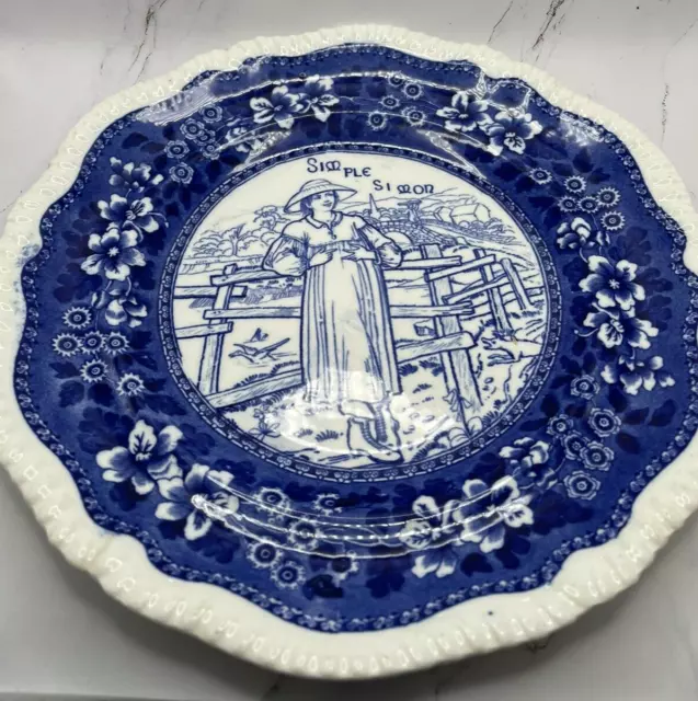 Copeland Spode Simple Simon Transferware Plate Tower Pattern Delft 1901