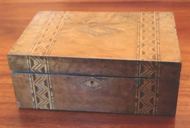 Antique English Tunbridge Ware Inlaid Wood Box 19Th C.