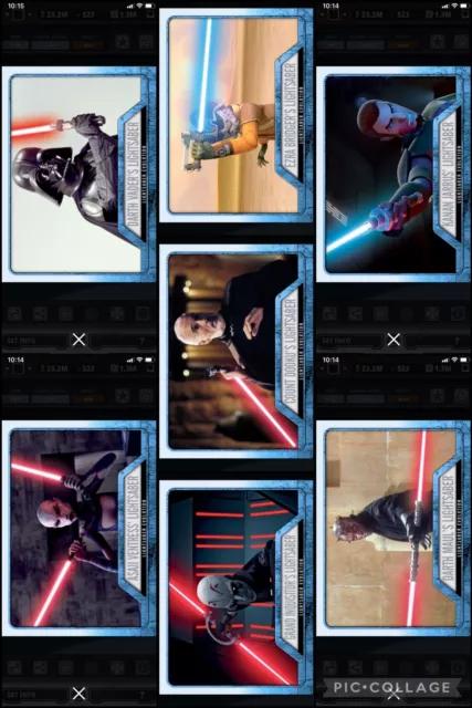 Topps Star Wars Digital Card Trader 7 Card Blue Evolution Lightsaber Insert Set