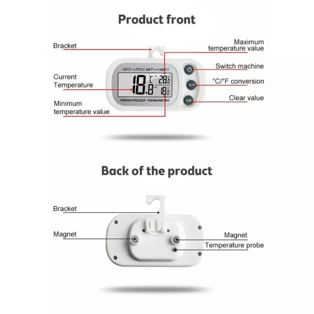 ✅ Termómetro Digital para Nevera Gancho Anti Humedad Congelador 2