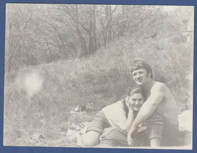 Beautiful Guy and Girl in nature, love, naked torso Soviet Vintage Photo USSR