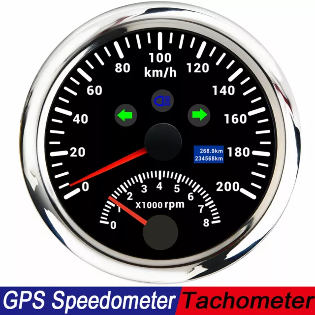 85mm GPS Speedometer 0-200Km/H with Tachometer Gauge 8000RPM for Car Motorcycle