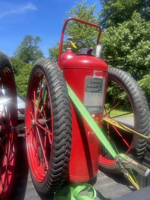 ANSUL Red Line Dry Chemical Fire Extinguisher with Hose Spoked Wheel Vintage ANSUL Red Line Dry Chemical Fire Extinguisher with Hose Spoked Wheel Vintage