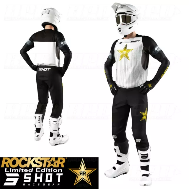 Shot Rockstar Energy Motocross Kit MX Jersey & Pants Contact Black White