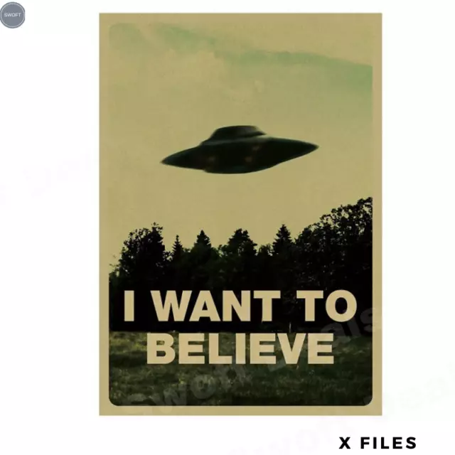 Retro Kraft Paper Poster - X FILES I WANT TO BELIEVE - for Room Home Wall Decor