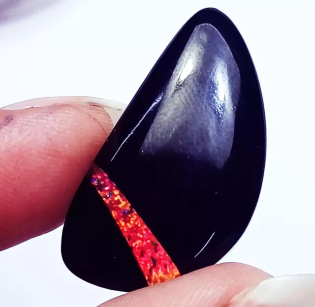 Natural Opal Black Onyx Doublet Loose Gemstone 17.60 Ct With Free Gift