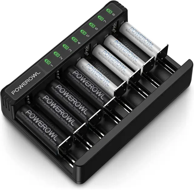 BATTERIE RICARICABILI AA AAA Con Caricabatterie, Caricabatterie