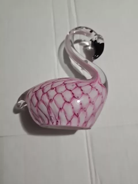 Vintage Hand Blown Glass Pink Flamingo Figurine Paper Weight 5 X 6. EUC.