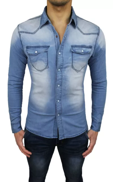 Camicia jeans sales strappata uomo