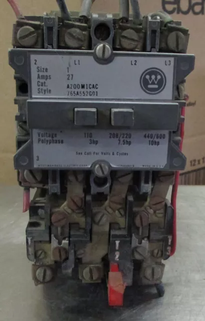 WESTINGHOUSE A200M1CAC 765A552G01 SIZE 1 27 A STARTER Used Cut Out / R9