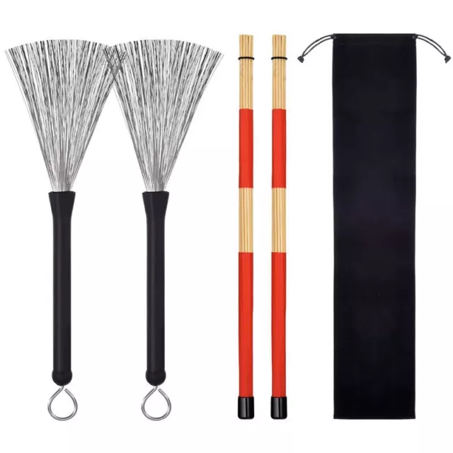 1 Paar Drum Brushes Retractable Drahtbuersten  Drumsticks Brush + 1 Paar St4270