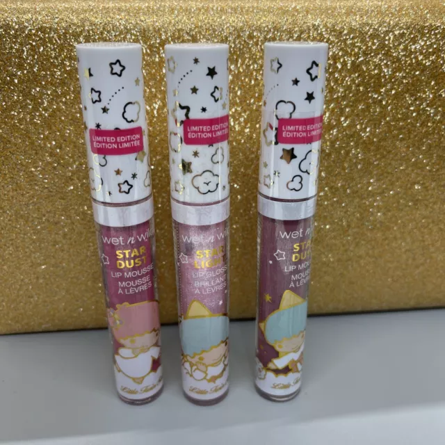 3 Pc Wet n Wild SANRIO LITTLE TWIN STARS LIMITED EDITION LIP GLOSS LIP MOUSSE