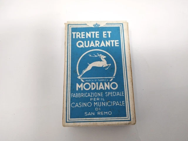 Modiano Mazzo Carte "Trente-Quarante" Casino' San Remo Nuove In Scatola (1E)