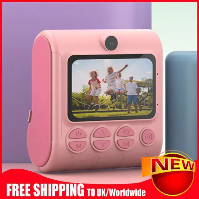 46 megapixel fotocamera stampa istantanea 1080P videocamera bambini mini stampante termica (rosa)