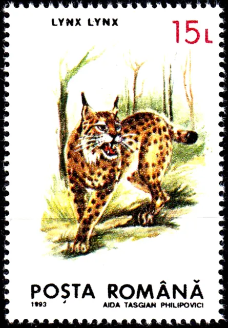 Rumänien postfrisch MNH Tier Katze Wildkatze Raubkatze Luchs Raubtier / 908