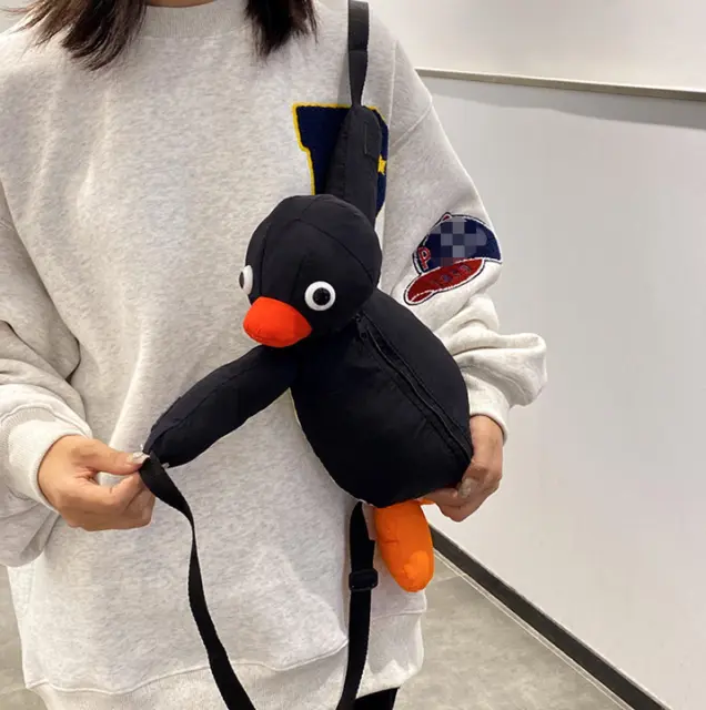 Anime Cute Pingu Penguin Banpresto Plush Backpack Stuffed Toy Doll Bag 38cm