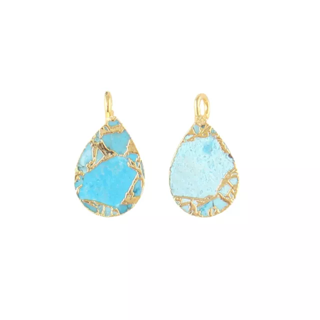 Gift For Her Copper Turquoise Designer Earrings Stud Earrings Yellow Gold 0.63"