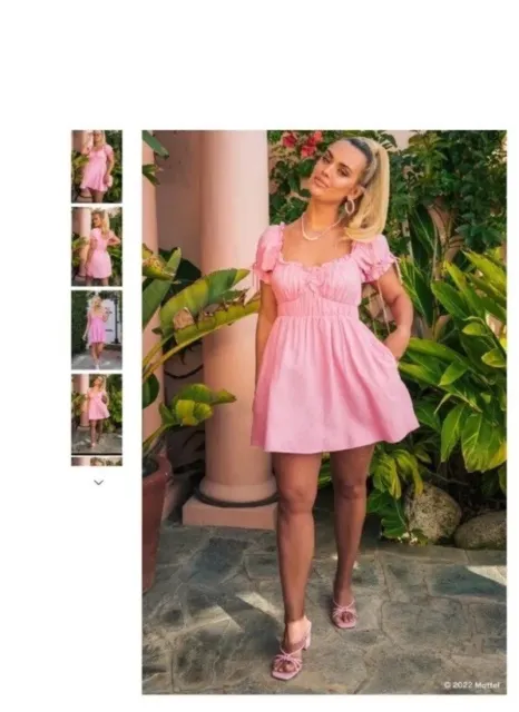 Show Me Your Mumu Women's Nikki Mini Dress Barbie Pink Linen Size M