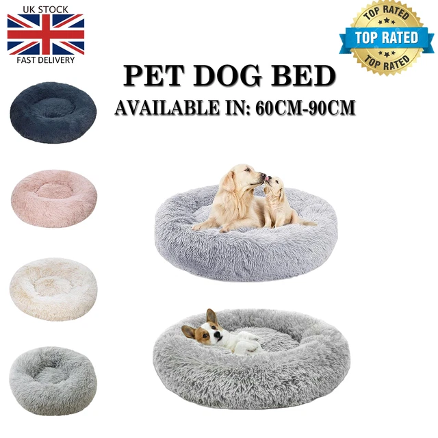 Dog Bed Donut Soft Round Plush Cat Beds For Calming Pet Anti Anxiety Washable UK