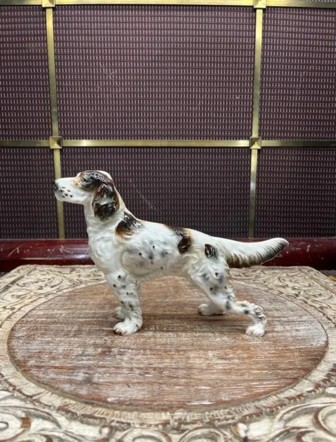 Large 9-1/2" 1950s Porcelain English Setter Hunting Dog Figurine Excellent Cond.