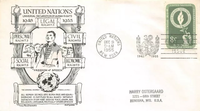 Lot de 2 enveloppes 1er jour Nations 1955