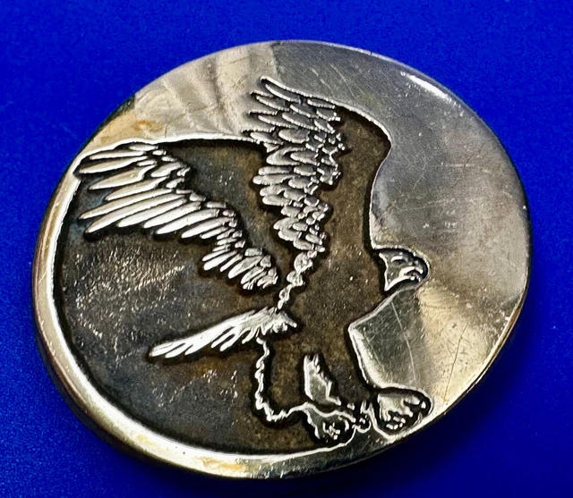 Flying Hunting Diving American Eagle Vintage Solid Brass Round Belt Buckle