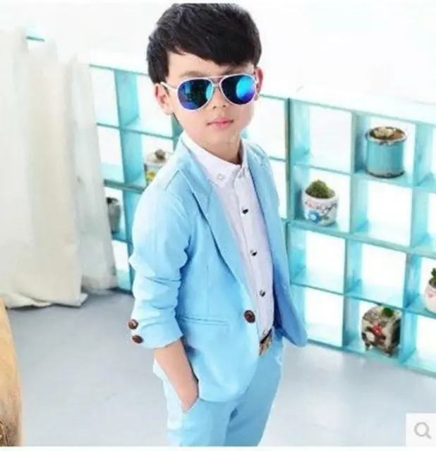 Light Blue Baby Boy Suits Formal Groomsmen Page Boy Tuxedos Communion Boys Suit