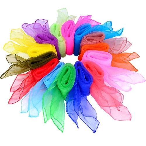 28 Pieces Dance Scarves Square Juggling Scarf Magic Scarves 14 Colors 24 by 2...