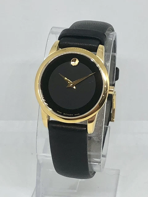 Movado Museum Ladies Black Dial Analog Display Swiss Quartz Watch 0606877