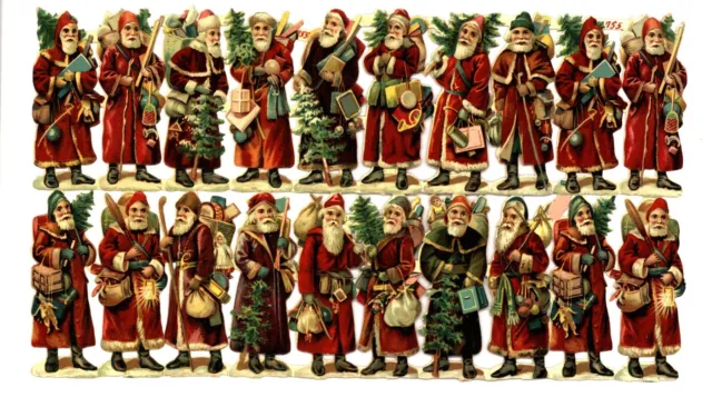 20 Santa Claus, St. Nicholas, Victorian scraps, Tuck 755, very early