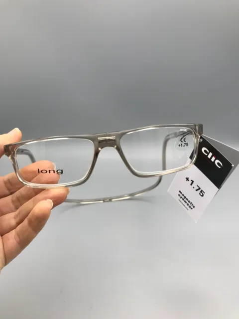 Clic Reader Eyeglasses XXL Clear Full Rim Magnetic Reading Glasses 1.75