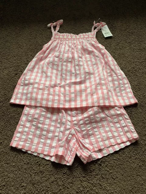 BNWT George Girls Age 7-8 Years Pink & White Shorts & Sleeveless Top Set