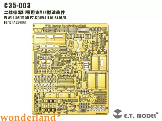 ET Model 1/35 C35-003 WWII German Pz.Kpfw.III Ausf.M/N Detail Up part For DRAGON