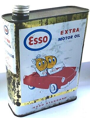 BIDON HUILE ANCIEN VINTAGE ESSO NEUF JAMAIS OUVERT 