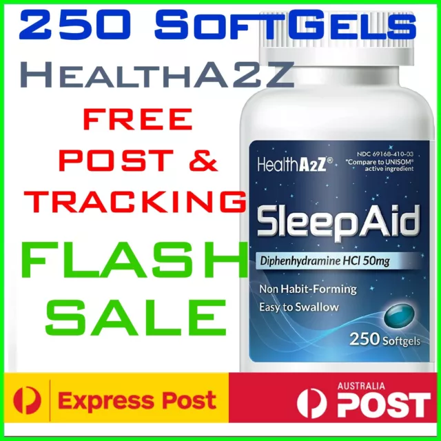 HealthA2Z Sleep Aid 50mg 250 Softgels gels FREE POST MEGA VALUE FRESH Health A2Z