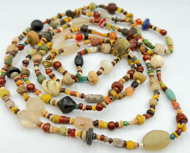 Ancient Jewelry Trade Antiquities Greek Roman Glass Agate Faience Old Beads Lot
