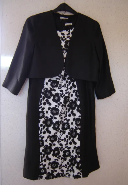 BERKERTEX Black White 2 Piece Suit 2 Piece Dress & Jacket UK Size 16 NEW 3