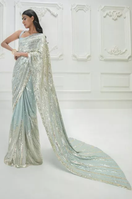 Saree Neu Indian Designer Pakistaner Hochzeit Georgette Party Kleidung Bollywood