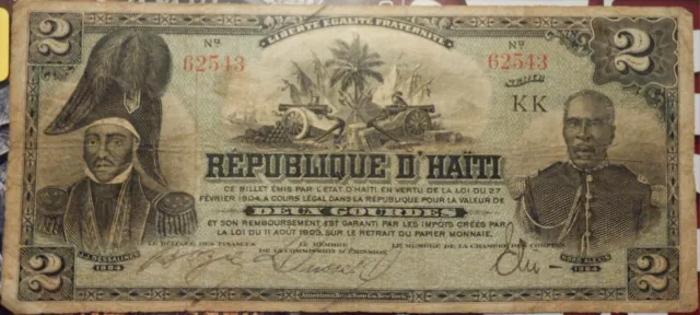 1904 Haiti 2 Gourdes Banknote